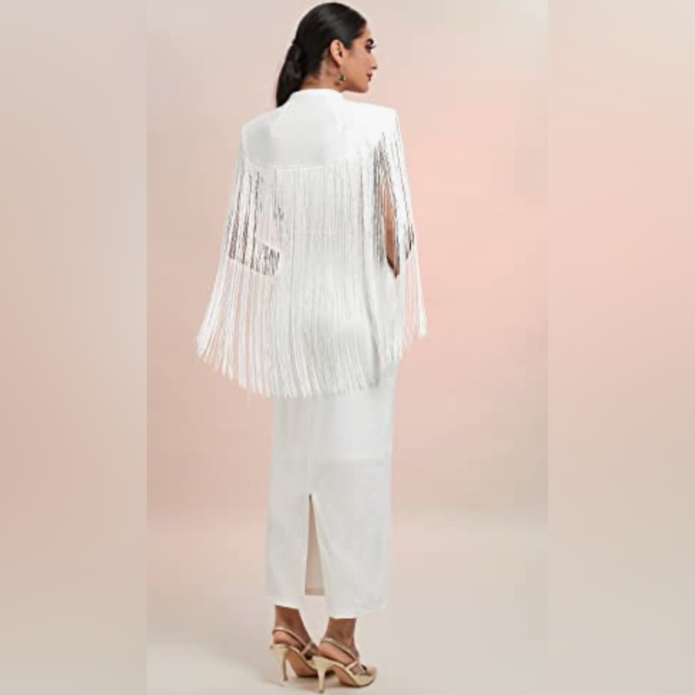 SHEIN Elegant White Dress with fringe - Picture 4 of 9